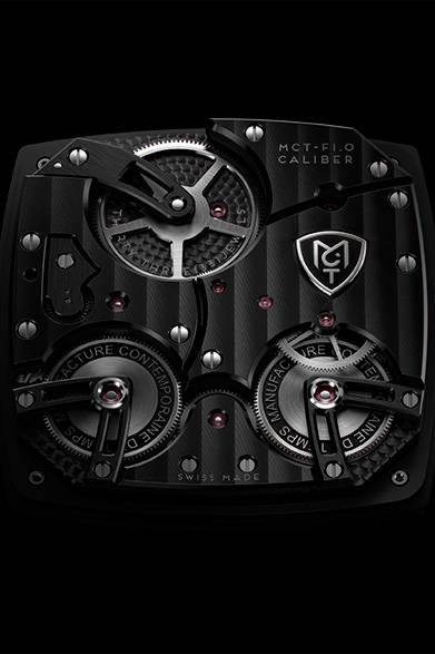 <strong>フリクエンシャル ワン F110</strong><br />ケース｜DLC加工チタニウム<br />（グレード5）<br />サイズ｜縦横42mm<br />厚さ｜14mm<br />ムーブメント｜手巻き（Cal.MCT-F1.0）<br />機能｜パワーリザーブ表示<br />ストラップ｜アリゲーター<br />防水｜3気圧<br />発売時期｜9月予定<br />予価｜700万円（税別）<br />