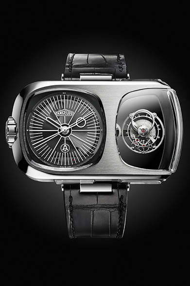 <strong>U-10 トゥールビヨン ルミエール</strong><br />ケース｜BO-988特殊ステンレススチール<br />サイズ｜縦38×横62.75mm<br />厚さ｜15mm<br />ムーブメント｜手巻き（Cal.A100）<br />機能｜フライングトゥールビヨン、パワーリザーブ表示、ダブルバレル、デッドビート<br />ストラップ｜アリゲーター<br />防水｜30ｍ<br />限定数｜世界限定25個<br />発売時期｜10月予定<br />予価｜1296万円<br />