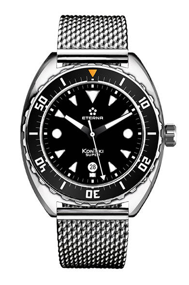 <strong>スーパー コンティキ</strong><br />ケース｜ステンレススチール<br />直径｜45mm<br />ムーブメント｜自動巻き（Cal.SW200-1）<br />機能｜日付表示<br />ブレスレット｜ステンレススチール<br />防水｜200ｍ<br />発売時期｜7月予定<br />予価｜27万円<br />