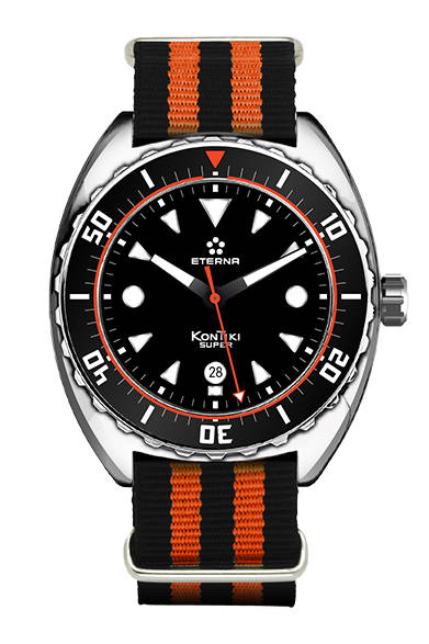 <strong>スーパー コンティキ</strong><br />ケース｜ステンレススチール<br />直径｜45mm<br />ムーブメント｜自動巻き（Cal.SW200-1）<br />機能｜日付表示<br />ストラップ｜ステンレススチール、レザー、ナイロン製NATOの3種類<br />防水｜200ｍ<br />発売時期｜6月予定<br />予価｜23万7600円