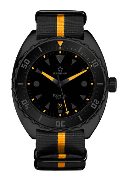 <strong>スーパー コンティキ ブラック リミテッドエディション</strong><br />ケース｜ブラックPVD加工ステンレススチール<br />直径｜45mm<br />ムーブメント｜自動巻き（Cal.SW200-1）<br />機能｜日付表示<br />ストラップ｜ステンレススチール（ナイロン製NATOストラップ、ブラックラバーストラップが付属）<br />防水｜200ｍ<br />限定数｜888本<br />発売時期｜7月予定<br />予価｜35万6400円