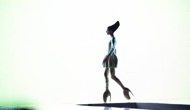 Jellyfish ensemble and Armadillo shoes Artist: Alexander McQueen Date: Plato’s Atlantis, S/S 2010 Credit line: Model: Polina Kasina, © Lauren Greenfield/INSTITUTE