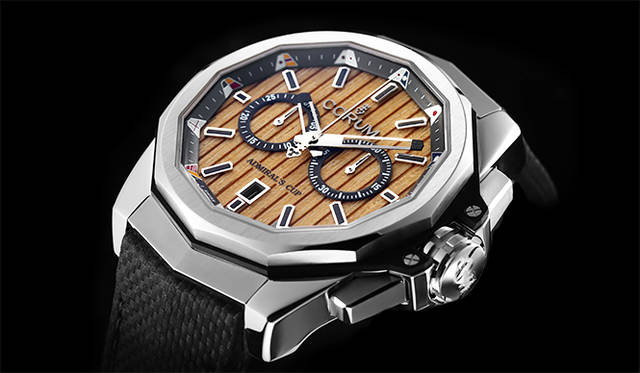 <strong>アドミラルズ カップ AC-One 45<br />クロノグラフ ボワ</strong><br />ケース｜ブラックPVD加工のステンレススチール<br />直径｜45mm<br />厚さ｜14.3mm<br />ムーブメント｜自動巻き（Cal.CO 116）<br />機能｜クロノグラフ（30分積算計）、日付表示<br />ストラップ｜“マッドマックス”レザー<br />防水｜30気圧<br />発売時期｜7月予定<br />予価｜118万8000円<br />