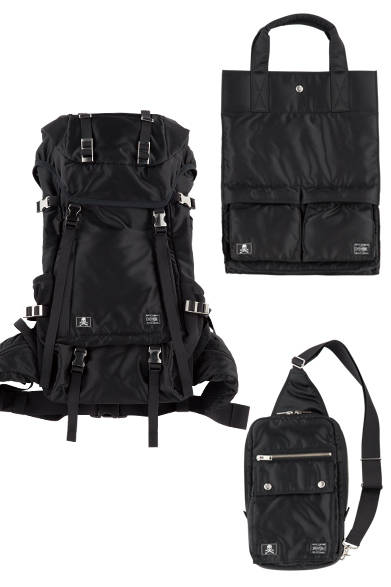 吉田カバンの80周年を記念した1年限定のプロジェクト「マスターマインド・ポーター」。アイコンであるスカルを随所にあしらい、ライニングはオリジナルカモフラージュ柄を採用。ファスナープルやスナップボタンにもスカルの刻印が入ったオリジナルのパーツを採用するなどこだわりが満載。<br><br>バックパック[W29×H52×D14cm]8万2620円、2WAYトートバッグ[W32×H42×D10cm]3万6072円、ワンショルダーバッグ[W17×H30×D5cm]2万5164円　※いずれも6月13日(土)発売／マスターマインド・ポーター<阪急メンズ大阪2階『ガラージュ D.エディット』>