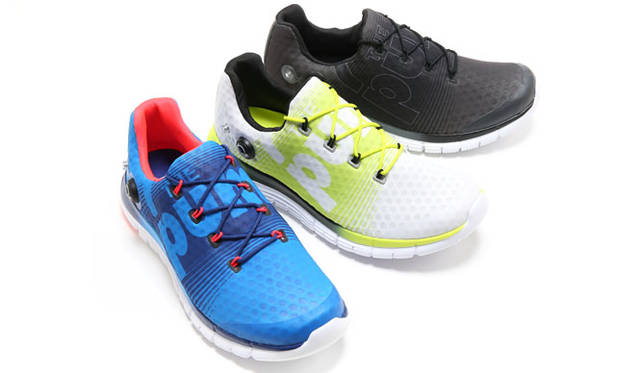 <strong>Reebok｜リーボック</strong><br />ランニングシューズ「ZPump Fusion（ジーポンプ  フュージョン）」（2015年7月1日発売）　左から、「サイクルブルー/クラブブルー/ネオンチェリー/ホワイト」、「ホワイト/セミソーラーイエロー/ブラック」、「ブラック/フラットグレー/ホワイト/グラベル」各1万3932円（24.5～30.0cm）