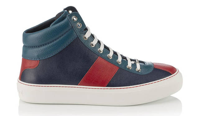 <strong>JIMMY CHOO｜ジミー チュウ</strong><br />2015 PRE FALL COLLECTION　人気のハイカットスニーカーは鮮やかなカラーコンビネーションで登場。「BELGRAVIA（ベルグラヴィア）」9万5040円