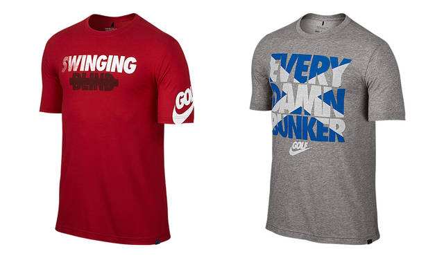 左／ナイキ ゴルフ グラフィック 2.0（メンズ Tシャツ）4320円、右／ナイキ ゴルフ “Every Damn Bunker”（メンズ Tシャツ）4320円