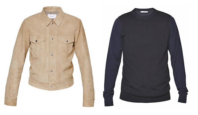 <strong>ASTRAET｜アストラット</strong><br />2015-16年秋冬コレクション　左／レザーブルゾン9万9360円、右／ニット4万3200円