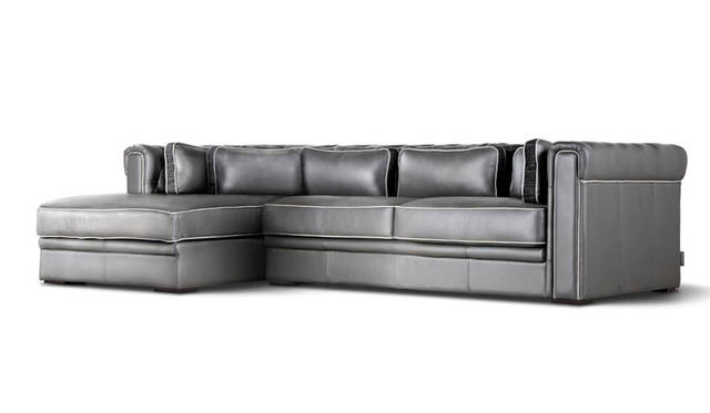 ソファ「La Scena（ラ・シェーナ）001-1R」（レザークッション6個付属／サイズ：W284×D102-173×H70×SH43cm、素材：イタリアンレザー）51万8400円