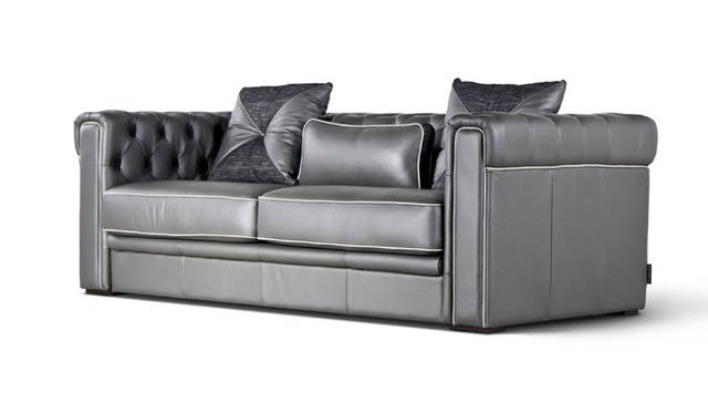 ソファ「La Scena（ラ・シェーナ）001-2」（レザークッション3個付属／サイズ：W202×D100×H70×SH43cm、素材：イタリアンレザー）41万400円