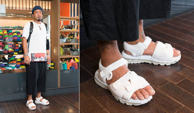 <strong>ISETAN MEN’S｜イセタンメンズ</strong><br />「World Sandal Market」スナップ　mizuさん　「今日は家族と買いものに来て、World Sandal Marketで奥さんへのプレゼントとしてハワイアナスのカスタマイズしたものを買いました。自分のサンダルは1カ月前ぐらいに買ったもので、エア入りソールが気に入っています」