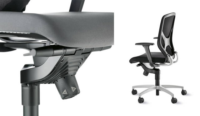 <strong>WILKHAHN｜ウィルクハーン</strong><br />ワーキングチェア「IN（イン）」　トリメンションの中核をなすスプリングは、「ON」では2本のばねが用いられたのに対し、「IN」では1つのばねで3Dの動きをコントロールする