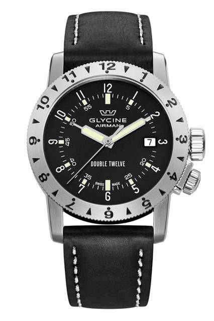 はじめてのダブル12時間表示機構を採用<br /><br /><strong>エアマン ダブル12</strong><br />ケース｜ステンレススチール<br />直径｜40mm<br />厚さ｜11.80mm<br />ムーブメント｜自動巻き<br />機能｜第2時間帯表示<br />ストラップ｜レザー<br />防水｜20気圧<br />価格｜15万円<br />