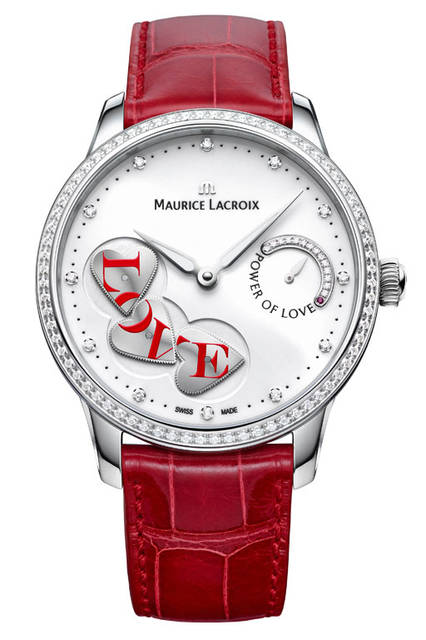 <strong>マスターピース パワー・オブ・ラブ</strong><br />ケース｜ステンレススチール、ダイヤモンド<br />直径｜43mm<br />厚さ：14.2mm<br />ムーブメント｜自動巻き（ML256)<br />機能｜3つのハート型歯車が1分間で“LOVE”を描く<br />ストラップ｜クロコダイル<br />防水｜5気圧<br />限定数｜世界限定88本<br />発売時期｜2015年10月予定<br />予価｜180万円<br />