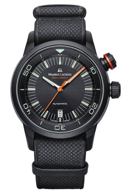 <strong>ポントスS  ダイバー</strong><br />ケース｜ステンレススチールブラックPVD加工<br />直径｜43mm<br />厚さ｜15.5mm<br />ムーブメント｜自動巻き（ML115)<br />機能｜インナーベゼル、ヘリウムガス・エスケープバルブ<br />ストラップ｜ラバーまたはカーフレザーNATO ストラップ<br />防水｜60気圧<br />発売時期｜2015年9月予定<br />予価｜39万円<br />