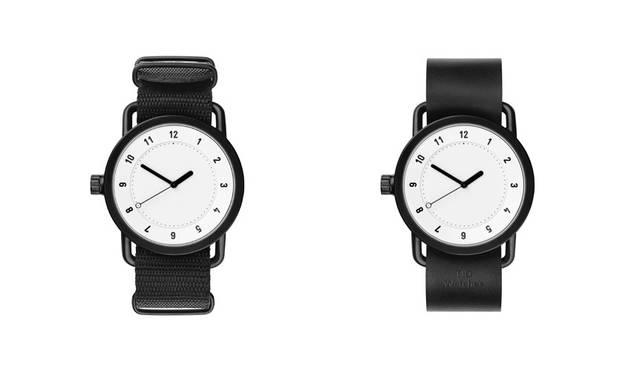 <strong>TID Watches｜ティッド ウォッチズ</strong><br />「TID No.1 White」左／2万8080円、右／3万240円　ケース｜ステンレススティール（ブラックIP）　直径｜40mm　ムーヴメント｜日本製クォーツ　ストラップ｜左／NATOストラップ（ナイロン製）、右レザーストラップ　防水｜5気圧