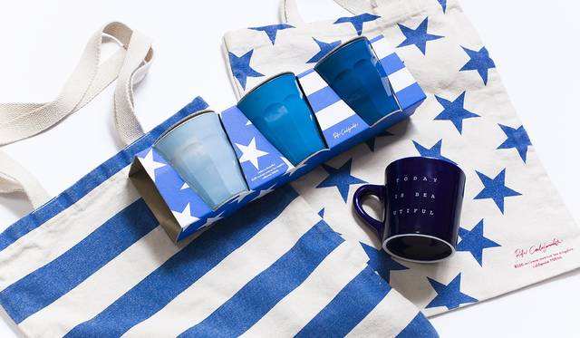 （左より）RH California バッグ　4104円、DURALEX×Ron Hermanグラス（3点セット）  2700円、 RH California マグ 1404円