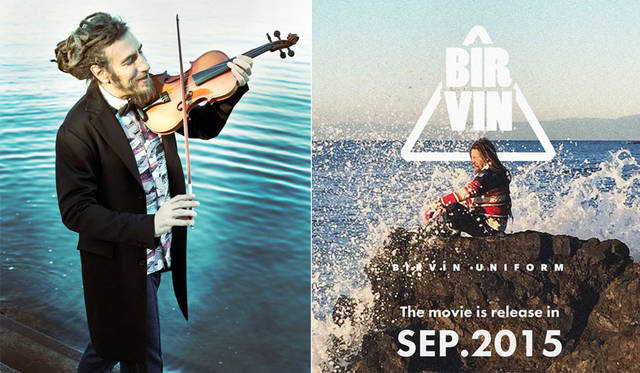 <strong>Birvin Uniform｜バービンユニフォーム</strong><br /><strong>2015-16年 秋冬コレクション</strong>　左／Violinist Coat 6万2640円、WAVE Quilt Cardigan 3万4560円、右／Multi Border Cardigan 3万8880円