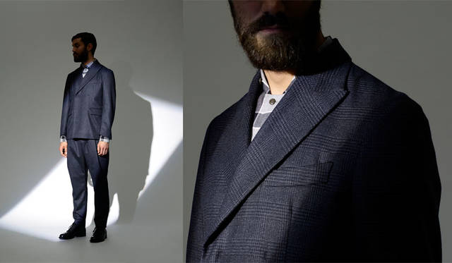 <strong>[Milok]｜[ミロック]</strong><br /><strong>2015-16年 秋冬コレクション</strong>　ジャケット5万9400円、シャツ2万4840円、パンツ3万1320円