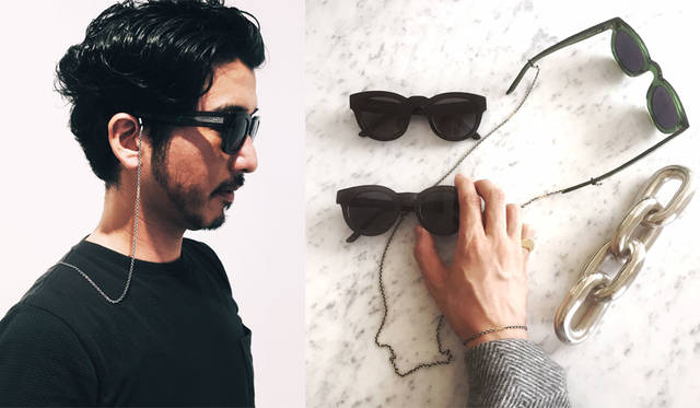 <strong>530PARK｜530パーク</strong><br />サンバディーズサングラス各2万4840円、アイウェアアンカーチェーン4万8600円（K18YG/ SIL / RUBBER）