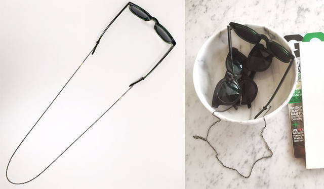 <strong>530PARK｜530パーク</strong><br />サンバディーズサングラス各2万4840円、アイウェアアンカーチェーン4万8600円（K18YG/ SIL / RUBBER）