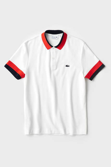 メイド イン フランスの鹿の子ポロは、レトロな雰囲気が人気のアーカイブデザインのもの。袖口と襟にヘリンボーンのリブを使い、小襟やタイトなシルエットがモードな感じを演出。<br /> ポロシャツ1万4000円（ラコステ）