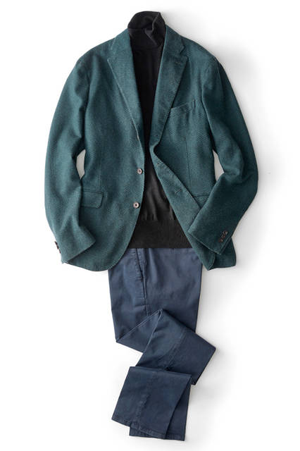 ジャケット27万円［ボリオリ 東京店限定］、ニット3万5000円、パンツ3万5000円／すべてボリオリ