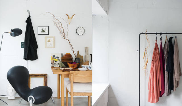 <strong>IDÉE｜イデー</strong><br />イデーショップ 自由が丘店　右／「POOL」　「いろいろの服」製品染めによる豊富なカラーバリエーションと、天然素材の着心地の良さにこだわったアイテムをラインナップ（10月中旬発売予定。自由が丘店先行販売中）