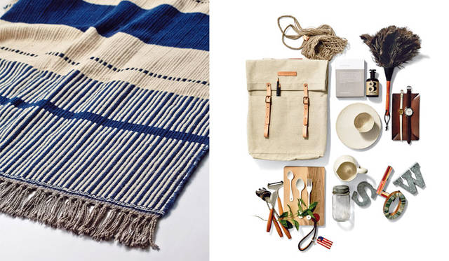 「SLOW HOUSE（スローハウス）二子玉川」　左、「Fabrica Alentejana de Lanifisios ラグ」　ポルトガルのアレンテージョ地方に残る最後の手織りラグ工場で、3人の女性により一点ずつ丁寧に織られたラグ。アートと呼ぶにふさわしいクオリティと、昔の図案や柄が使われた表情に注目。3万2400円