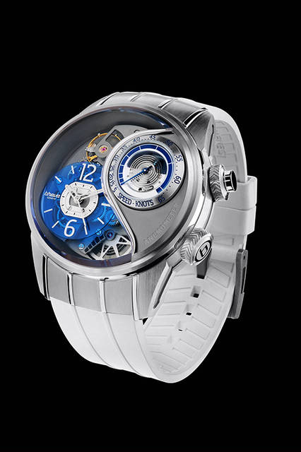 <strong>ジェニー03リミテッドエディション</strong><br />ケース｜チタニウム（グレード5）<br />直径｜47.5mm<br />厚さ｜17.5mm（速度計を開けると23.5mm）<br />ムーブメント｜自動巻き（Cal.BRE03.001）<br />機能｜速度表示（時計に当たる風速を速度として表示、5～65ノット）<br />ストラップ｜ラバー<br />防水｜30m（時計本体は常時。スピードメーター部分は、この部分を閉鎖した時のみ30m）<br />限定数｜55本<br />予価｜972万円<br />＊限定モデルは、ノット計測機能バージョンのみ。<br />