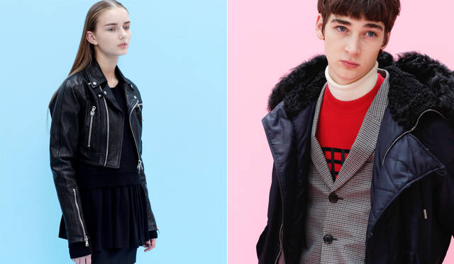 ＜写真左＞柔らかなゴートレザーのダブルライダースは、80年代テイストを感じさせるショート丈のデザイン。インナーにはローゲージのウールニットとレーヨンのショート丈ワンピースを組み合わせている。「異なるレングスのアイテムをどこでレイヤードさせるのかが今季のポイント。全身黒でありながら異なる素材の組み合わせが生み出す奥行きのある黒に注目してほしいですね」（丸山氏）。</br>ライダース15万5000円、ワンピース5万8320円、ニット3万7800円、スカート4万5360円、スニーカー5万9400円、ソックス＜スタイリスト私物＞（すべてディーゼル ブラック ゴールド）</br>＜写真右＞映画『さらば青春の光』を思い出させるようなモッズ風の着こなし。ナローなシルエットのスーツは英国の某有名生地メーカーによるハウンドトゥース柄コットンウールを採用。「きっちりタイドアップするのではなく、ニットのレイヤードが今の気分。フォルムは60年代だけど、着こなし90年代。そんな雰囲気をイメージしました」（丸山氏）。</br>モッズパーカ19万9000円、スーツ15万1000円、クルーネックニット3万8880円、スニーカー7万2360円、タートルネック＜スタイリスト私物＞（すべてディーゼル ブラック ゴールド）