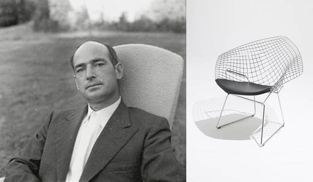 ノール　左／ハリー・ベルトイア（1915-1978）、右／「ダイヤモンドチェア」（1952）　http://www.knoll.com/