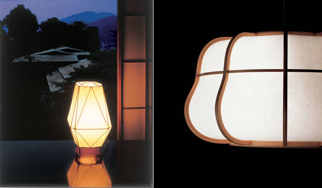 YAMAGIWA　左／村野藤吾　佳水園のためにデザインした照明器具S7236（YAMAGIWA）、右／和田卯イメージ（YAMAGIWA）　http://www.yamagiwa.co.jp/