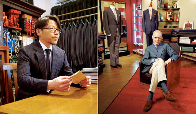 <strong>MITSUKOSHI｜銀座三越</strong><br />銀座三越5階「紳士服・紳士雑貨フロア」リモデルオープン　サイズオーダーはもちろん“スタイル”も提案する「GINZA ドレスアップ・サロン」　左／「リッドテーラー」根本修氏、右／「NHサルトリア」ドメニコ・ボンビーノ氏