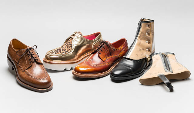 <strong>ISETAN MEN’S｜イセタンメンズ</strong><br />伊勢丹新宿店メンズ館地下1階＝紳士靴売場「JAPAN靴博2015」　左から、「UNION IMPERIAL」モデル「KAMAGAYA special」（サイズ7.5）、「HIROSHI TSUBOUCHI」モデル「HTO-3815」（サイズ6～8.5）、「madras」モデル「M239」（サイズ24～27cm）、「RENDO」モデル「Suke Lun des?」（ワンサイズ）（価格はすべて未定）