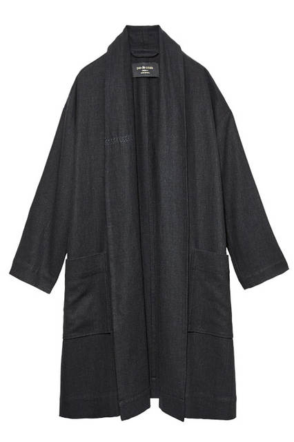 <strong>pas de calais｜パドカレ</strong><br />「JAPAN SENSES with NATURE by  pas de calais」伊勢丹新宿店限定アイテム　麻世妙の先染め平織りハンドステッチ刺繍コート8万4240円