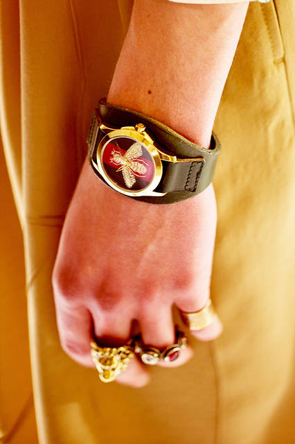 <strong>G-タイムレス</strong><br />ケース｜ゴールドPVD<br />直径｜38mm<br />ムーブメント｜クォーツ<br />ストラップ｜カーフ<br />防水｜5気圧<br />発売時期｜2016年予定<br />価格｜未定<br /><br />ⒸCourtesy of Kevin Tachman