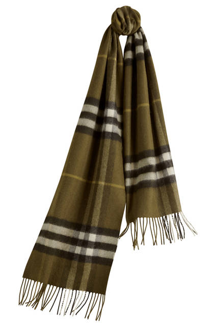 Burberry|バーバリー Check Cashmere Scarf - Olive Green