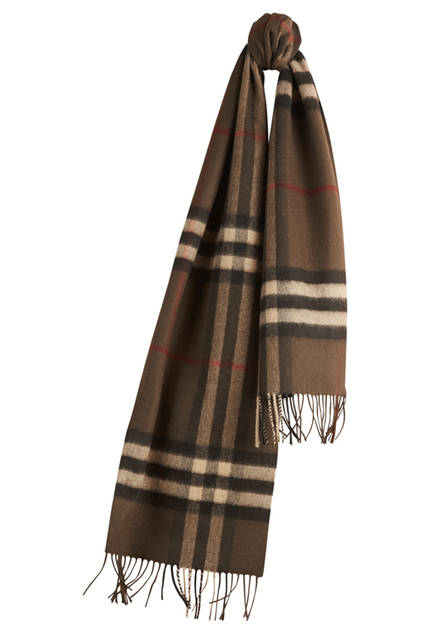 Burberry|バーバリー Check Cashmere Scarf - Olive Brown