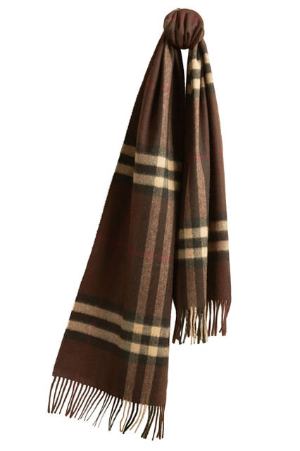 Burberry|バーバリー Check Cashmere Scarf - Dark Chestnut Brown
