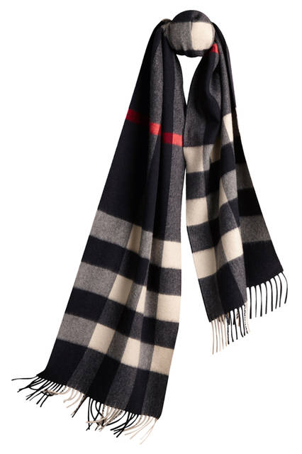 Burberry|バーバリー Check Cashmere Scarf - Navy