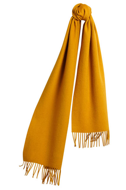 66Burberry|バーバリー Embroidered Cashmere Scarf - Amber Yellow