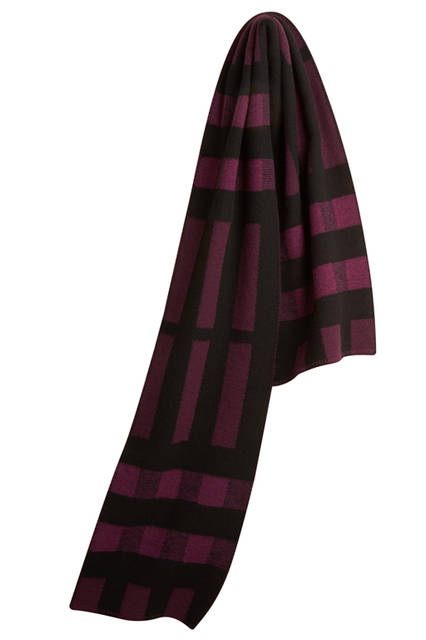 Burberry|バーバリー Check-Wool-Cashmere-Scarf-Dark-Plum