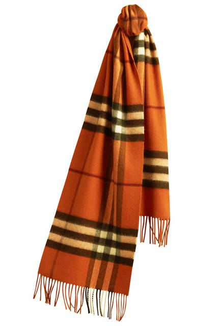 Burberry|バーバリー The-Classic-Cashmere-Scarf-in-Check-Burnt-Orange