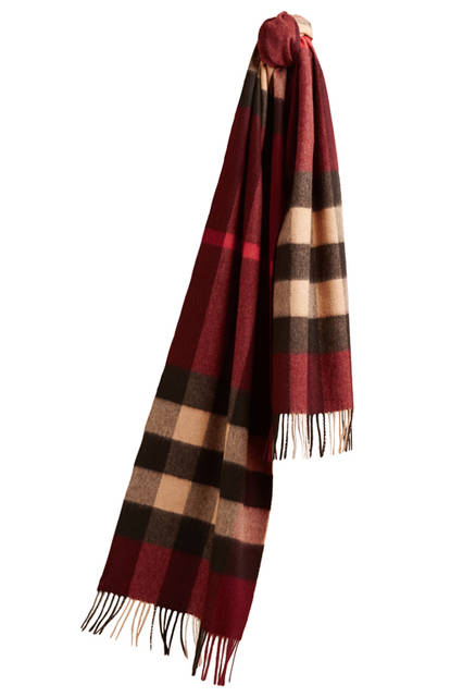 Burberry|バーバリー Check-Wool-Cashmere-Scarf---Dark-Plum