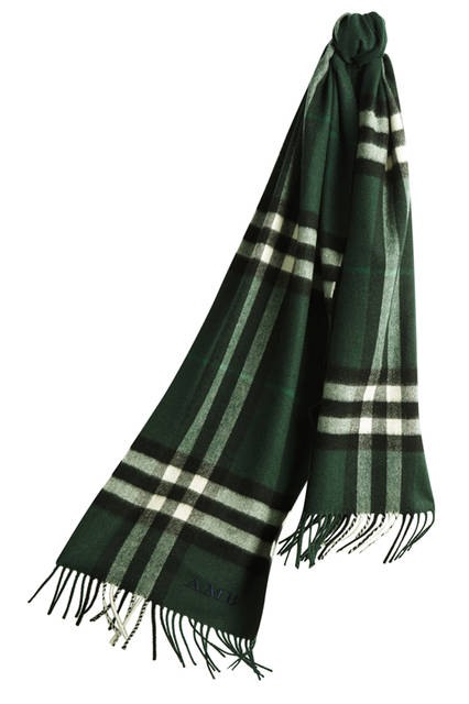 Burberry|バーバリー The-Classic-Cashmere-Scarf-in-Check-Dark-Forest-Green-Monogrammed
