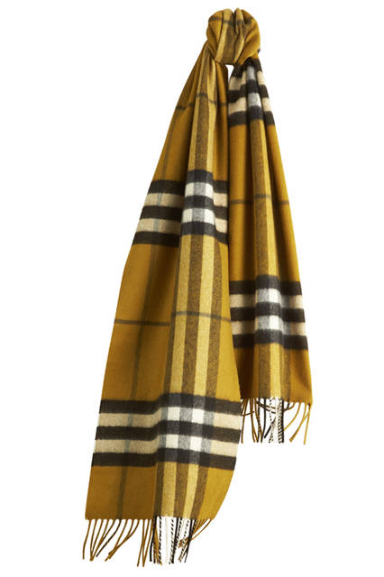Burberry|バーバリー The-Classic-Cashmere-Scarf-in-Check-Dark-Lime