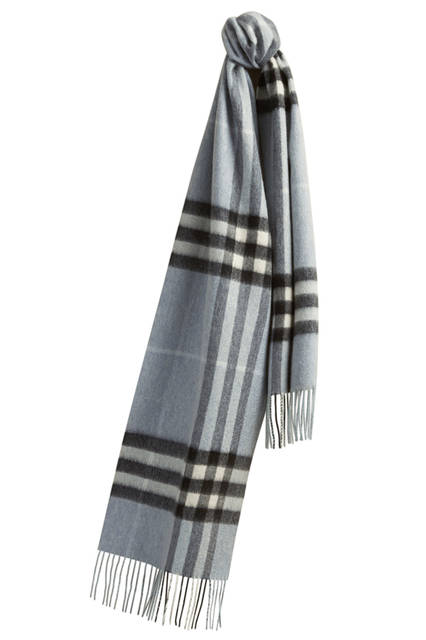 Burberry|バーバリー The-Classic-Cashmere-Scarf-in-Check-Dusty-Blue