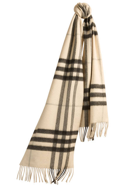 Burberry|バーバリー The-Classic-Cashmere-Scarf-in-Check-Natural-White
