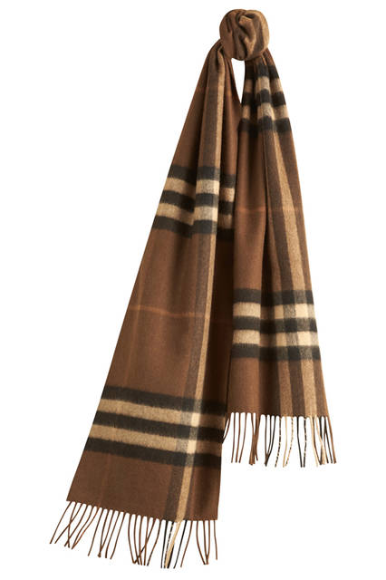 Burberry|バーバリー The-Classic-Cashmere-Scarf-in-Check-Oak-Brown